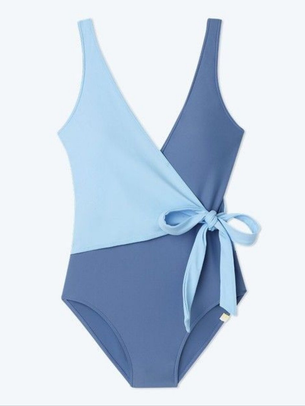 SUMMERSALT The Perfect Wrap One Piece Swimsuit Two Tone Blue Size 14